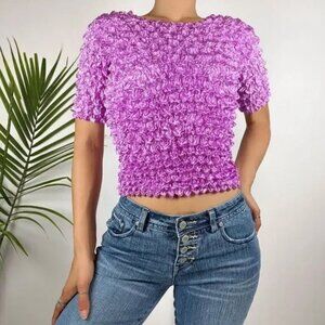 90s Vintage Pink Crinkle Top